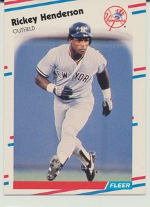 RICKEY HENDERSON 1988 FLEER BASEBALL CARD YANKEES HOF #209 NEAR MINT OR BETTER