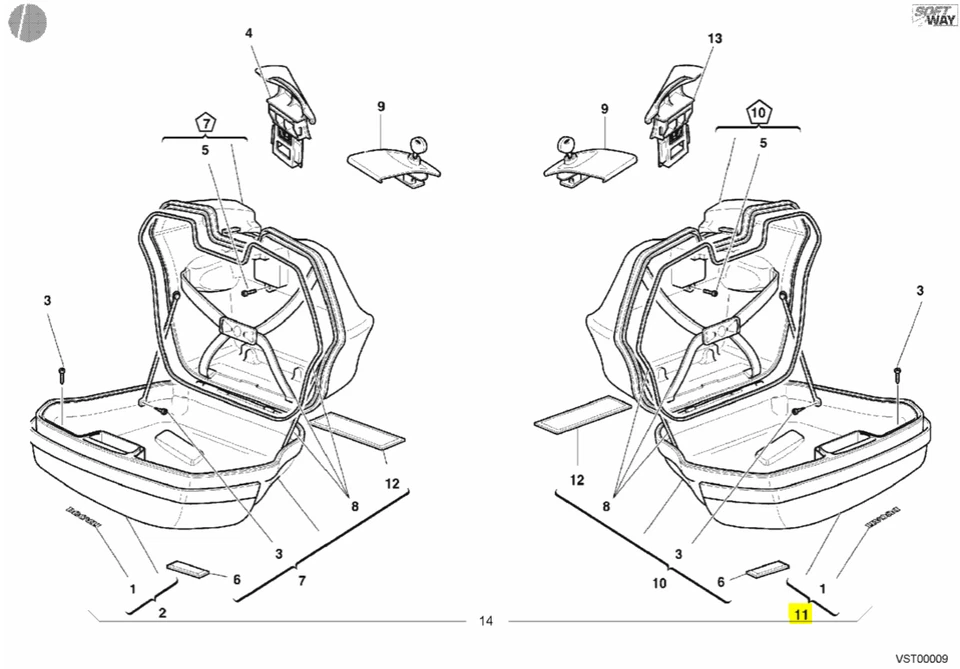 Nueva cubierta de bolsa lateral izquierda gris mate OEM Ducati para 2001-2004 ST4S #69810221BF Foto 1 de 1