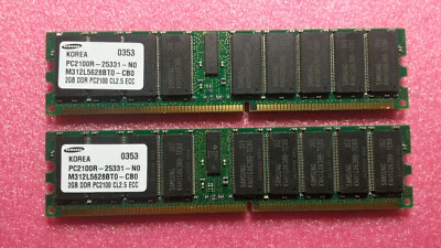 Server 4GB Kit (2x2G) Samsung 2GB PC2100R CL2.5 ECC DDR 266MHz M312L5628BT0-CB0 - Image 1 of 2