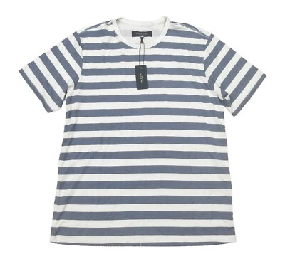 Camiseta manga corta Rag & Bone azul pizarra/blanco a rayas cuello redondo para hombre Foto 1 de 4
