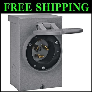 50-Amp NEMA 3R Watertight Power Inlet Box for Safe Generator Connections - Picture 1 of 11
