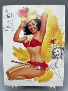 Vintage Glamorous Pin Up Girl Art Print Singed Jerry TN Thompson Post Card Size - Picture 1 of 5