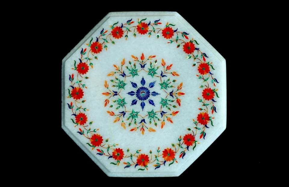 12" Marble Coffee Table Top Decorative Pietra Dura Art Handmade Home Furniture - Image 1 of 1