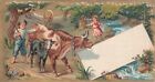 Cow Bull at River with Boy and Girl No Advertising Vict Card 1880s