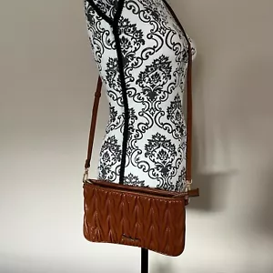 Ellen Tracy - The Chevron Quilted Collection Wallet Cross Body - Cognac - Picture 1 of 10