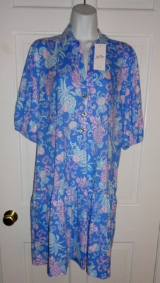 NWT LILLY PULITZER SUNWASHED BLUE CITRUS CRUSH BINGLEY DRESS XL - Image 1 of 4