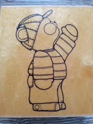 Винтажная марка Little Boy Bear Benny Bear дизайн JRL крепление на дерево - Изображение 1 из 2