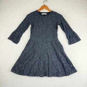 Abercrombie Kids A-Linien Kleid Mädchen 11/12 blau Blumen Strick Rüschen - Bild 1 von 10