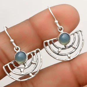 Natürliche Aqua Chalcedon 925 Sterling Silber Ohrringe Schmuck E-1225 - Bild 1 von 5