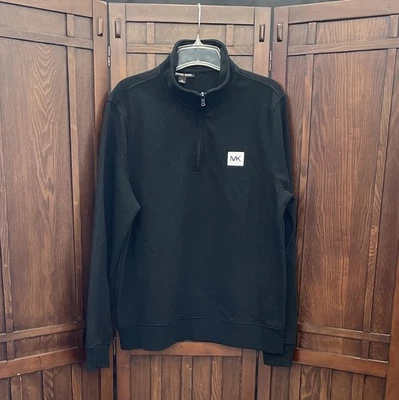 Мужская Michael Kors черный 1/4 молнии пуловер длинным рукавом толстовка - Sz XL - Изображение 1 из 4