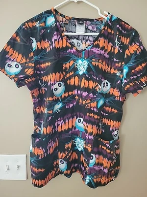 Nightmare Before Christmas Halloween Scrub Top Size Large  - Image 1 of 4