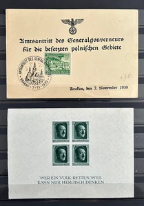German Reich Set of commemorative Card GG and Block of 4 A. Hitler stamps MH* VF - Picture 1 of 1
