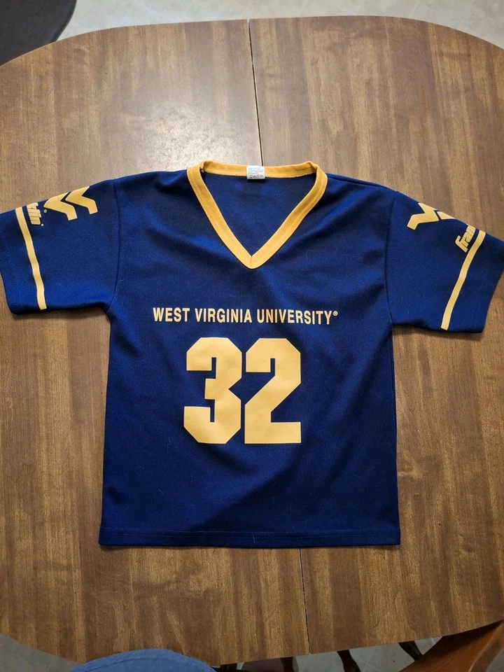 Camiseta deportiva juvenil West Virginia University/Franklin talla mediana azul con acento amarillo Foto 1 de 4