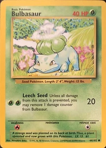 BULBASAUR - Base Set - 44/102 - Common - Pokemon Card - Unlimited Edition -MP - Picture 1 of 2