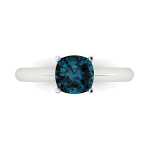 1.5 tcw Cushion Cut Vintage Engagement Ring, 14K White Gold Topaz Bridal Gift - Picture 1 of 15