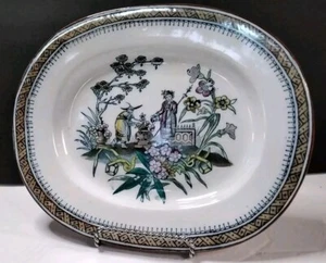 Antique Edge Malkin Chang Tureen Undertray platter English Ironstone Transfer - Picture 1 of 10