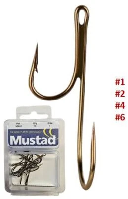 MUSTAD 35890-BR 10er-Pack Ryder Angelhaken Zander brüniert #6-#1 Zwilling