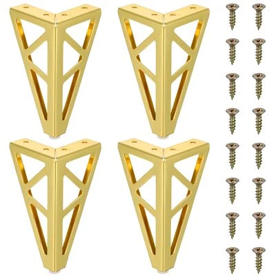 Pacote com 4 pernas de móveis de metal dourado - Pernas de aço maciço para mesas de centro sofás e... - Imagem 1 de 4