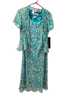 Sheri Martin Petites Vestido Midi Sin Mangas/Chaqueta Bolero Mujer 6P Verde Marrón Foto 1 de 4