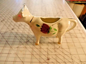 BUSHKILL FALLS PA. COW CREAMER  W/RED ROSE FLORAL APPROX. 9" BY 6" - Picture 1 of 4