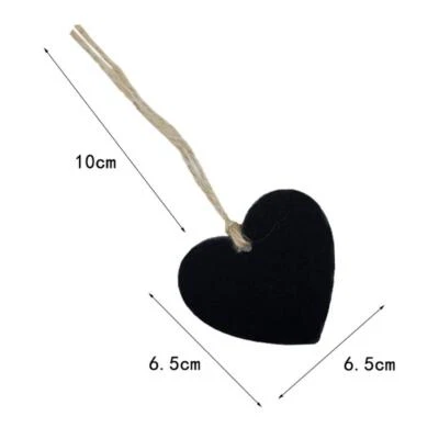 10X HANGING CHALKBOARD MEMO HEART BOARD BLACKBOARD MESSAGE WEDDING GIFT TAGS - Image 1 of 4