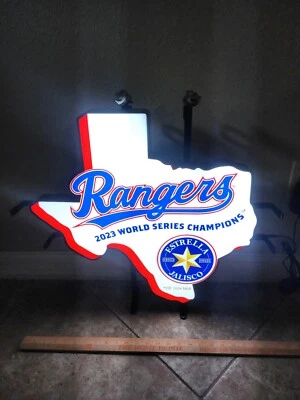 РЕДКАЯ бейсбольная светодиодная вывеска Texas Rangers World Series Mlb Champion Estrella пиво - Изображение 1 из 4