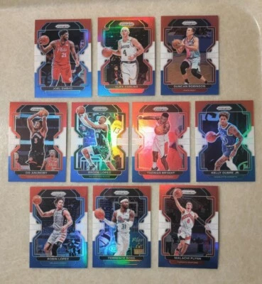 Lote de (10) NBA Panini Prizm 2021-22 rojo blanco azul Prizm Foto 1 de 4
