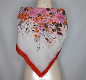 Women's Scarf Watercolor Floral 26 Inch Square Made In Italy - Picture 1 of 8