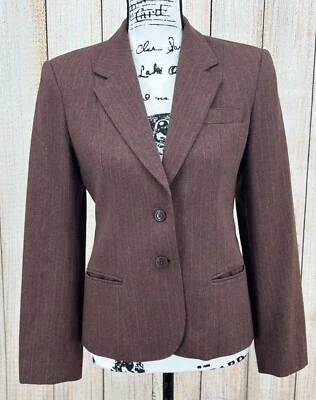 Blazer Lee David Marrón Lana Talla 9/10 Chaqueta Sencillo Pecho Colección LTD Foto 1 de 4
