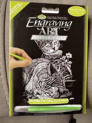 Royal & Langnickel 5"x7" Silver Foil Mini Engraving Tabby Cat & Kitten Art Kit - image 1 of 2