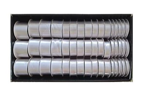BULK 48 ROLL ALL WHITE SATIN RIBBON VARIETY SIZES DISPLAYED BOX - Picture 1 of 1