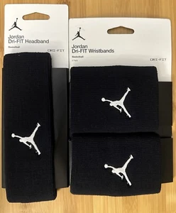 Nike Jordan DRI-FIT Headband & WristbandS Set Adult Black/White NWT!! - Picture 1 of 2