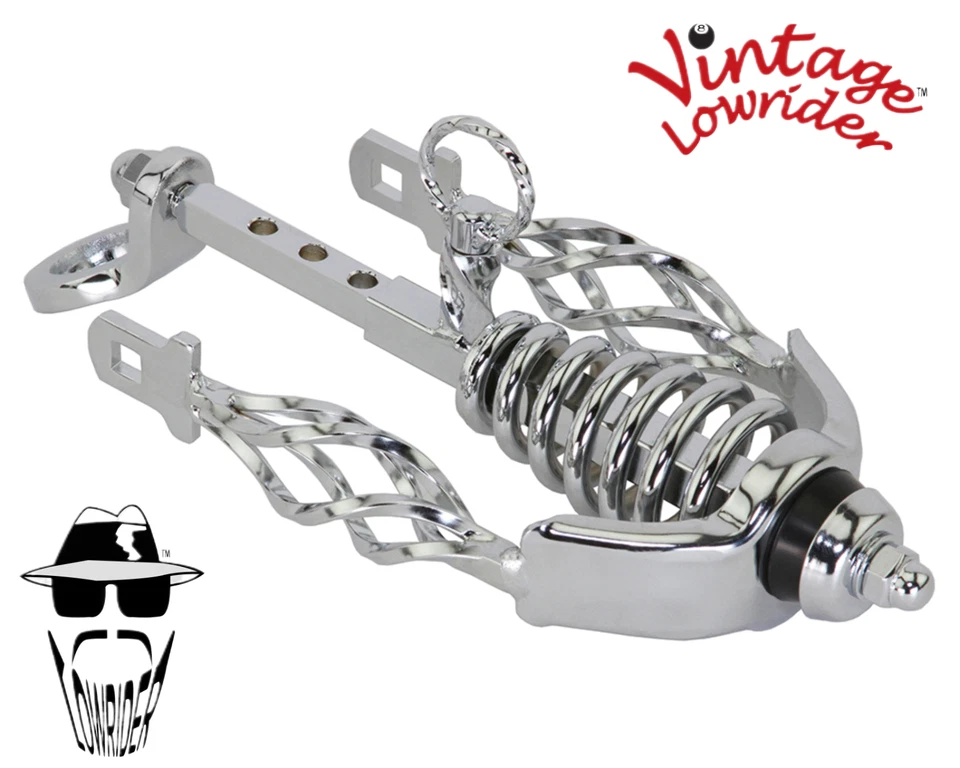 ORIGINAL F&R Vintage Lowrider Chrome Bird Cage Twisted Suspension Fork Slammer - Image 1 of 1