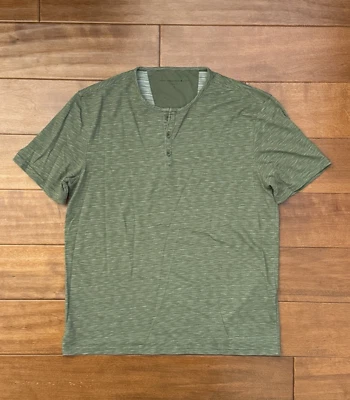 John Varvatos Shirt Mens Medium Green Henley Short Sleeve T-Shirt Casual Stretch - Image 1 of 4