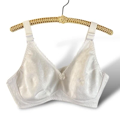 Sujetador Mujer 40D Blanco Floral Jaquarde Sin Alambres Ajustable Cobertura Completa Lencería Foto 1 de 4