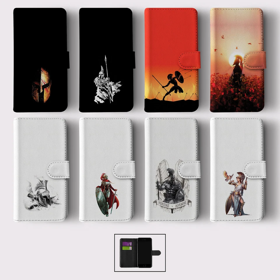 WALLET FLIP CASE FOR SAMSUNG S23 S22 S21 S20 S10 S9 ANCIENT WARRIORS MYTHOLOGY - Image 1 of 1