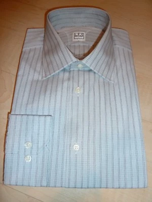 CAMISA IKE BEHAR PARA HOMBRE NUEVA $190 Talla 15.5 34 35 Algodón de Lujo Blanco Gris Cuadros BC 4 Foto 1 de 4