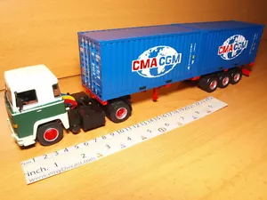 SCANIA LBT 141 1:43 CMA CGM CONTAINERS CAMION TRUCK&TRAILER ALTAYA SEMI REMORQUE - Foto 1 di 1