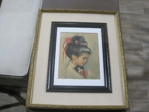 MEDEIROS Vintage "SUGAR BON KITTEN GIRL Litho 17x20" - Picture 1 of 4