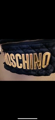 Moschino Milano Women's Diamond  Quilt Logo Backpack In Black  & Gold One Size - Image 1 of 4