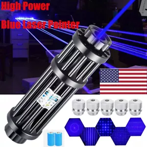 10Watt Adjustable High Power Blue Burning Laser Pointer Visible Dot Torch Light - Picture 1 of 14