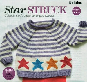 ~ Pull-Out Knitting Pattern For Toddlers Stripy Star Motif Jumper ~  2 ~ 6 years - Picture 1 of 1