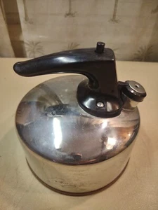 Vtg 1801 Paul Revere Ware Tea Pot Whistling Kettle Copper Bottom 1qt Free Ship - Picture 1 of 6