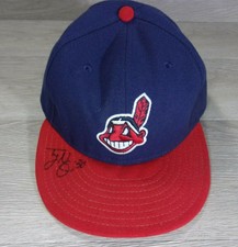 Cleveland Indians Fitted 7 1/2 New Era Baseball Hat Wahoo Autographed T. Naquin 