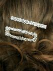 2 Pcs Hair Clips Crystal Rhinestone Glitter Bling Alligator Snap Barrettes 3"