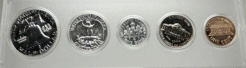 1961 UNITED STATES US Half Dollar Quarter Dime Proof 5 Coin Set 3 Silver i76365 Cover