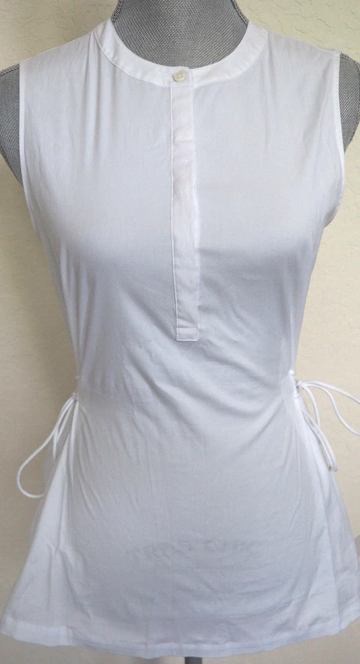 Theory Sleeveless Tied Popover White Cahliway Shirting Top Shirt Size S