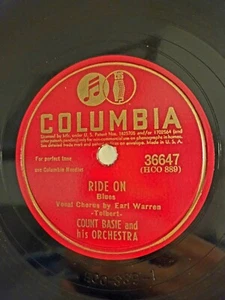78 RPM RIDE ON & ITS SAND Count-Basie 1942 Blues Columbia 36647 VG - Picture 1 of 4