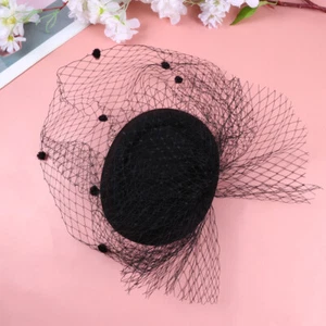 Cappello Fascinator Velo Nero Festa Donna Lutto Donna con - Foto 1 di 12