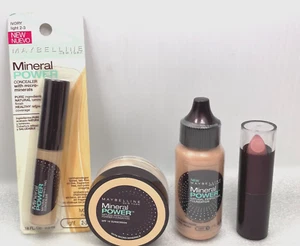 MAYBELLINE MINERAL POWER Powder,  Foundation LIGHT 3, Concealer IVORY + Lipstick - Picture 1 of 5